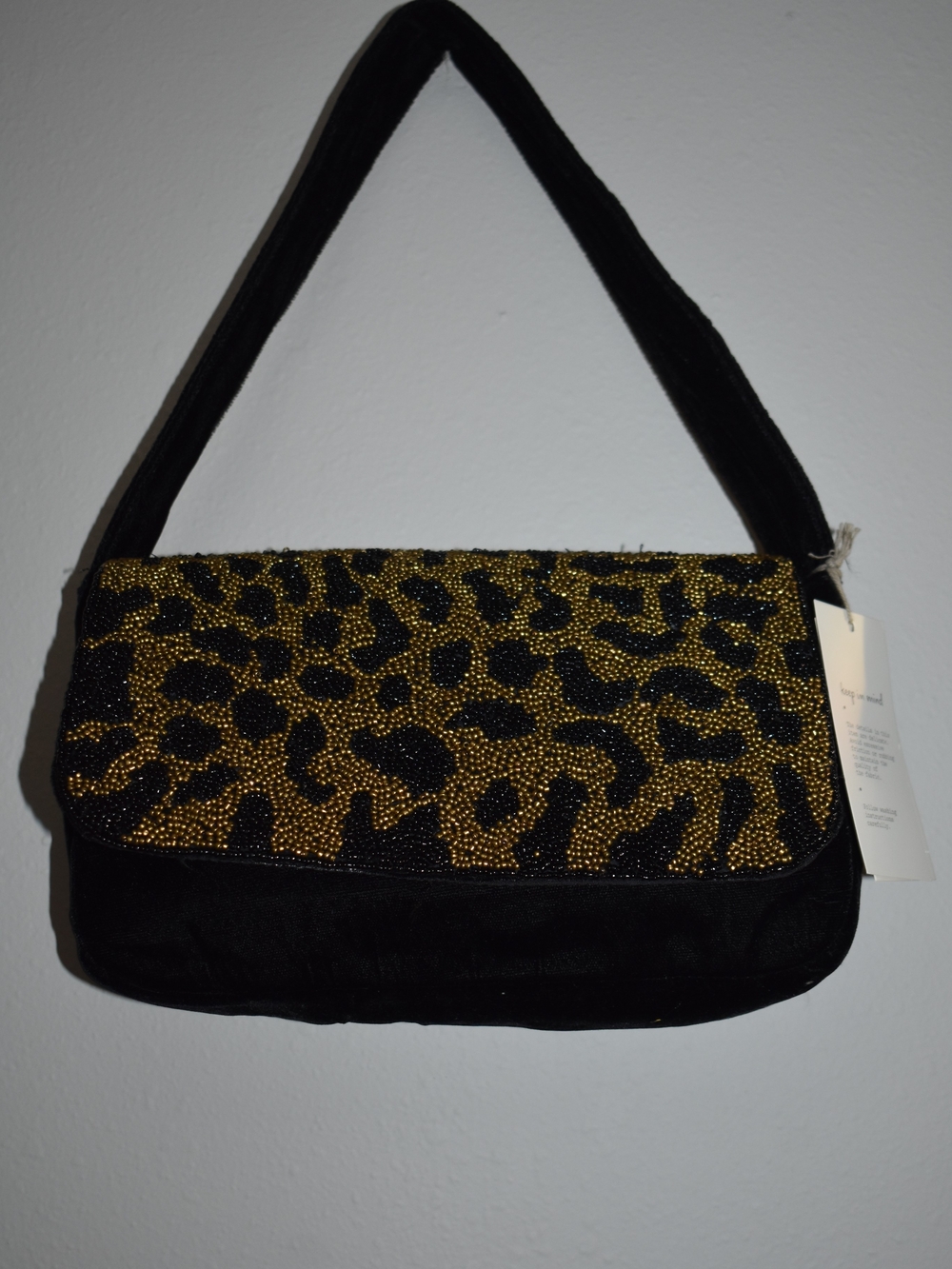 Brand New Beaded Leopard Evening Clutch - Black & Gold